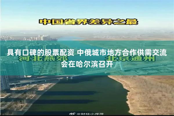 具有口碑的股票配资 中俄城市地方合作供需交流会在哈尔滨召开