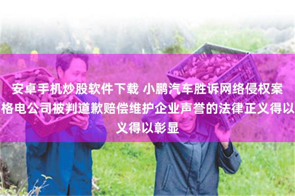 安卓手机炒股软件下载 小鹏汽车胜诉网络侵权案，满格电公司被判道歉赔偿维护企业声誉的法律正义得以彰显